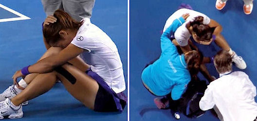 Li Na battles her injuries valiantly during the Australian Open final