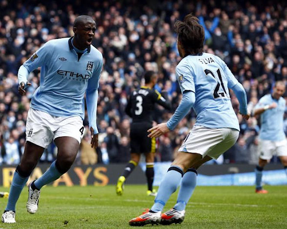 Yaya Touré scored the first goal in the crucial game against Chelsea 