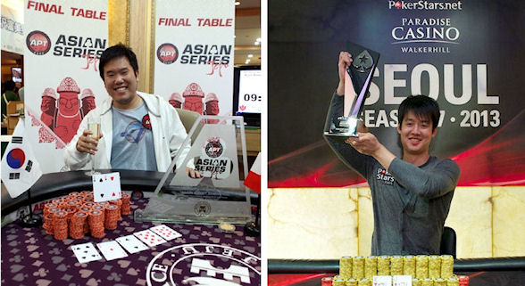 （左起） Ryan Tack Yu在APT韩国站展示奖杯；澳大利亚人Aaron Lim在APPT首尔站胜出