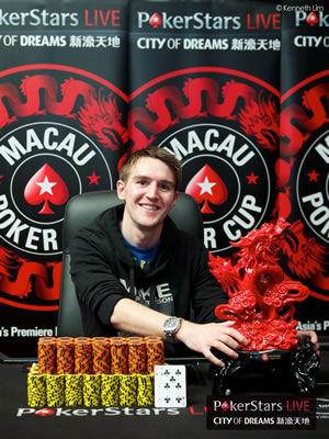 Tom Alner won the Red Dragon main event at the Macau Poker Cup. Photo: Kenneth Lim