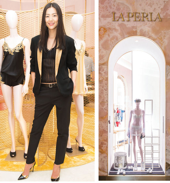 超模刘雯出席La Perla全新概念品牌专卖店开业活动。