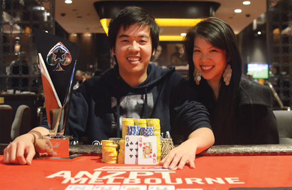 Edison Nguyen celebrated his ANZPT Melbourne win with girlfriend Grace Sia