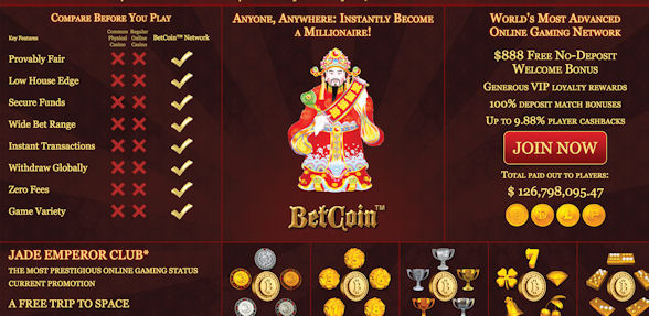 Screenshot from the BetCoin website
